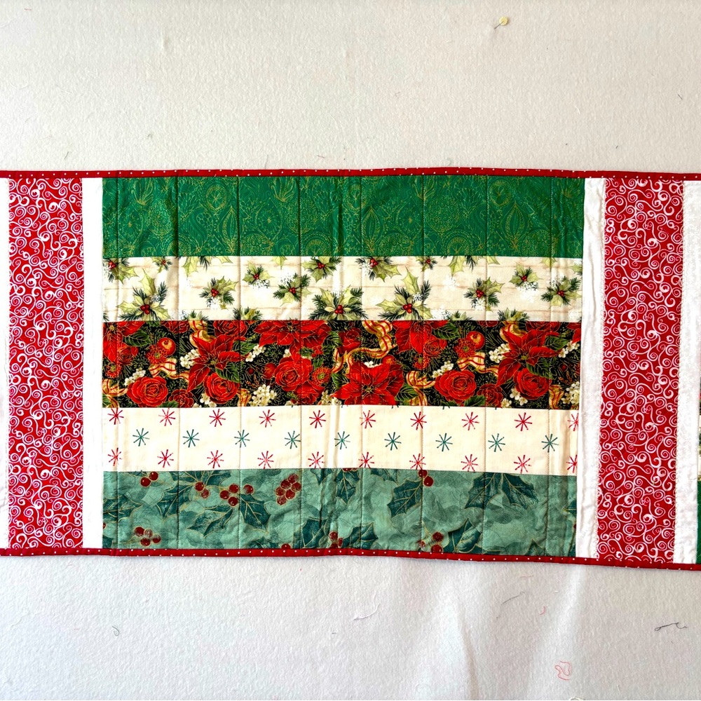 Handmade quilted Christmas table runner